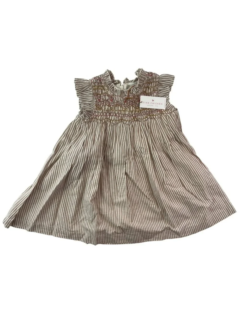 Pink Chicken Stevie Dress & Shorts Tawny Brown Stripe Babies Size 12/18M $84 NWT - Picture 2 of 16